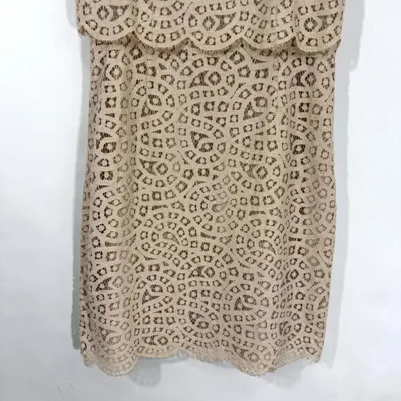 J. Crew Women’s Size 4 Small Cream Beige Lace Overlay Sleeveless Mini Dress - Picture 3 of 9